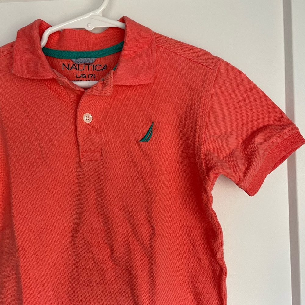 NAUTICA Peach Short Sleeve Collared Polo Shirt size 7